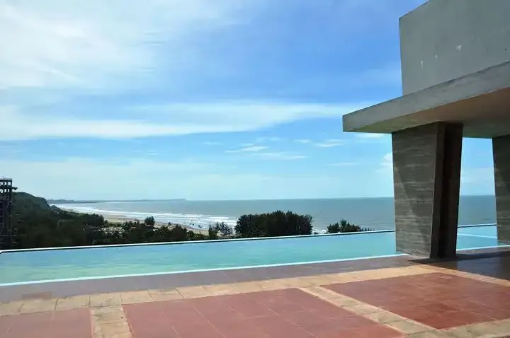 Sea and beach view from Neeshorgo's rooftop